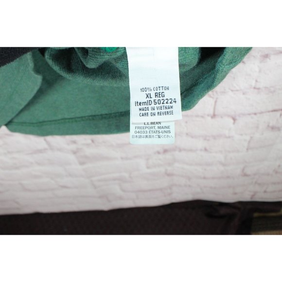 LL Bean Unshrinkable Mini Waffle Henley Long-Sleeve Cotton Green XL - Picture 6 of 11